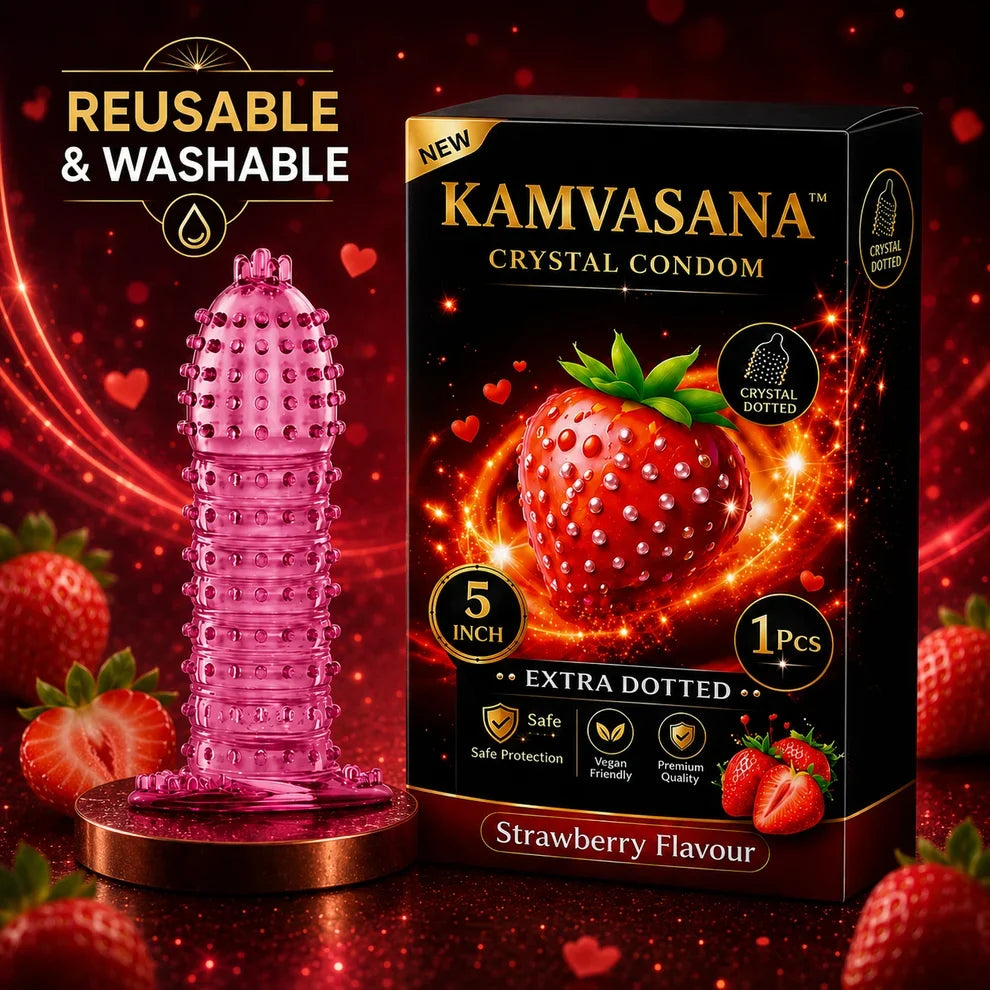 Strawberry flavour crystal condom