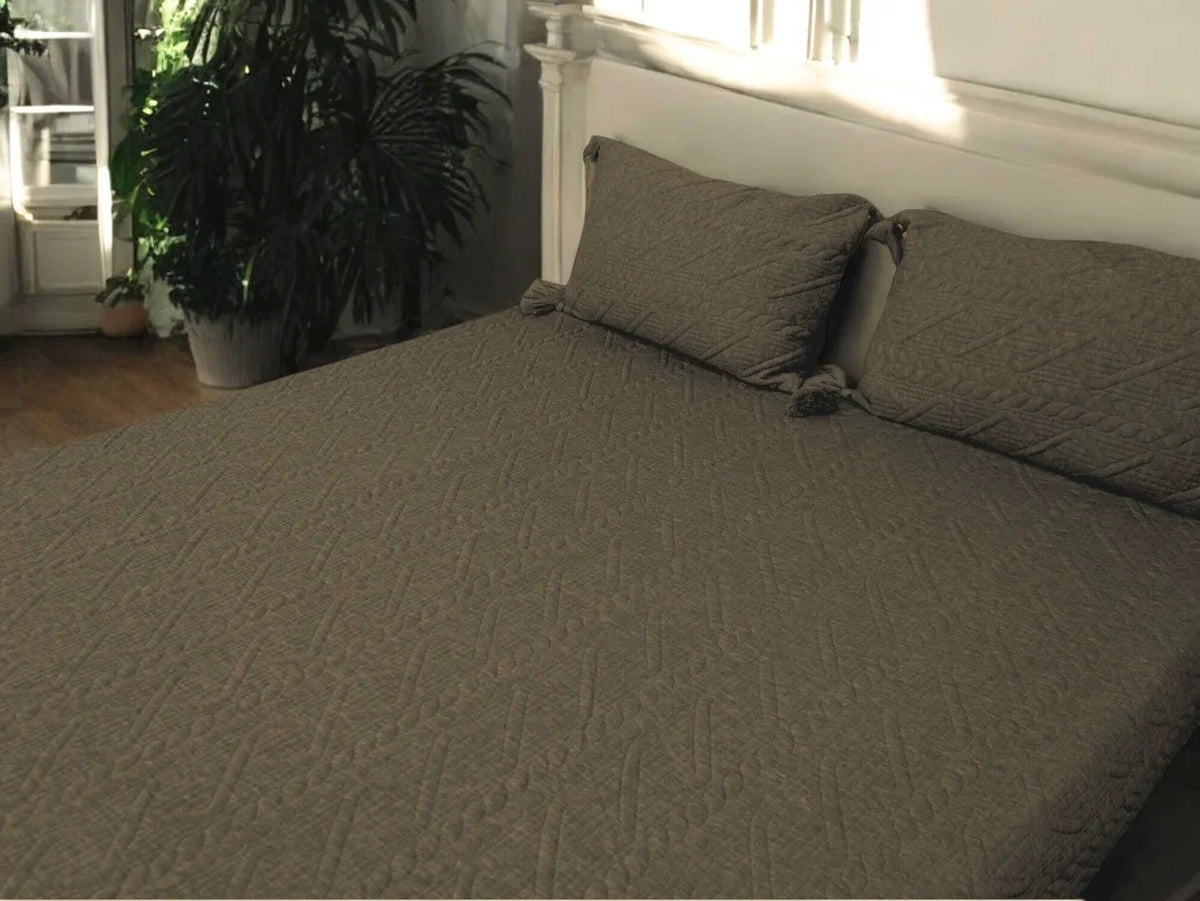 olive knitted bedcover set| 90 X 108