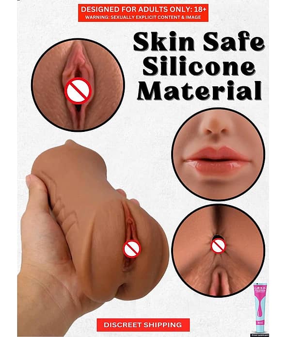 Male Masturbator Realistic Vagina and Mouth with Teeth and Tongue Nose Pocket Pussy Sucking Masturbator Cup Sex Toys