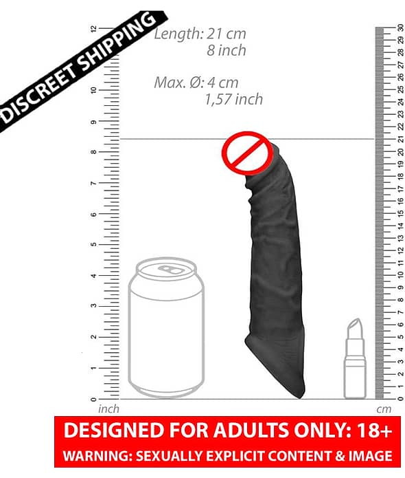 Soft Silicon Men Reusable 8inch Dragon Condom With Extra Length And Girth Penis Sleeve For Men Black Sleeve