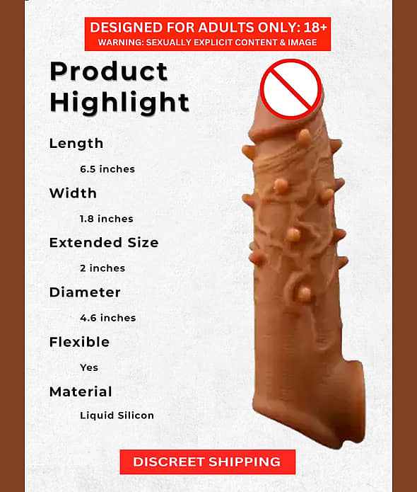 Dotted Penis Sleeve Double Hole 6 Inch Reusable Cock Extension Silicon Condom for Extra Length and Girth