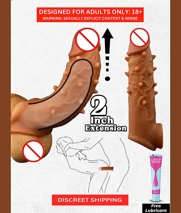 Dotted Penis Sleeve Double Hole 6 Inch Reusable Cock Extension Silicon Condom for Extra Length and Girth