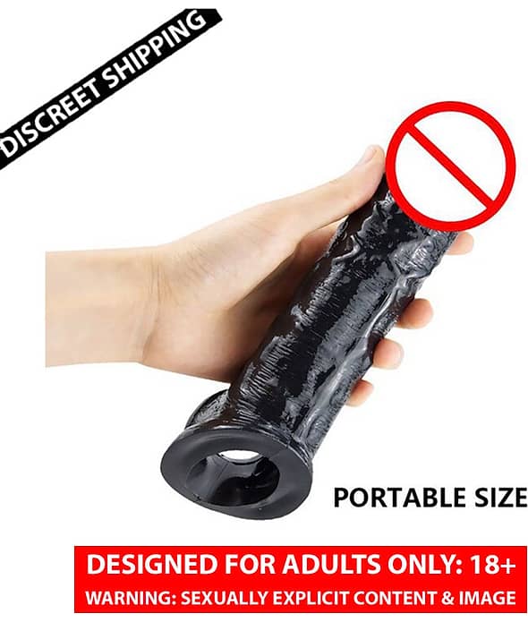 Soft Silicon Men Reusable 8inch Dragon Condom With Extra Length And Girth Penis Sleeve For Men Black Sleeve