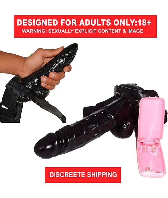 Hollow Strap On Black Dildo And Condom With Vibration||Male And Female
