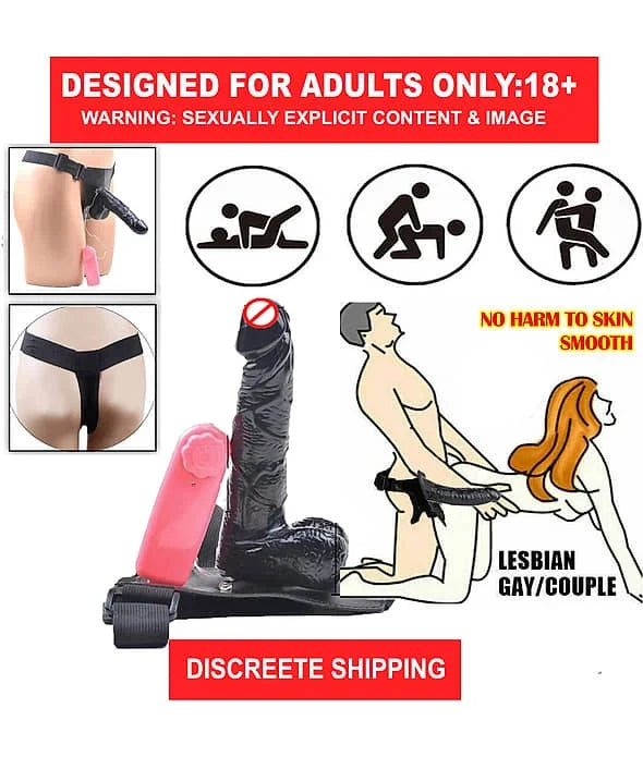 Hollow Strap On Black Dildo And Condom With Vibration||Male And Female