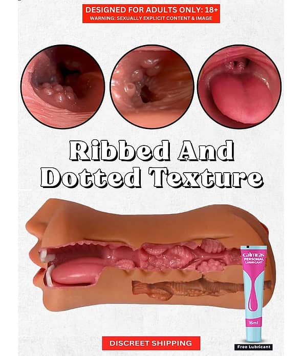 Male Masturbator Realistic Vagina and Mouth with Teeth and Tongue Nose Pocket Pussy Sucking Masturbator Cup Sex Toys